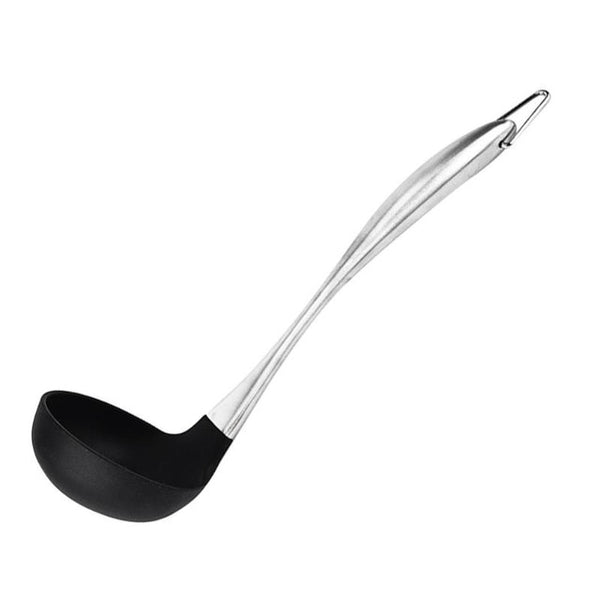 Silicone Soup Spoon Non-Stick Heat Resistant Scoop with Stainless Steel Hollow Handle